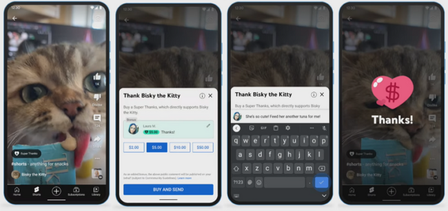 YouTube lanza la prueba beta de Super Thanks in Shorts YouTube lanza la prueba beta de Super Thanks in Shorts